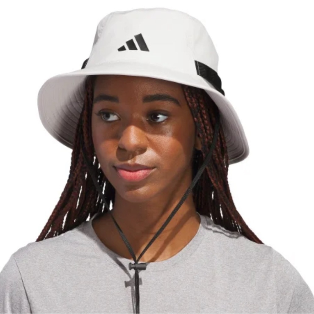 ADIDAS Unisex Victory Bucket Hat Cream Black Lightweight Adjustable Drawstring